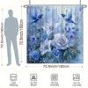 ~O~1 Stück Blaue Vögel & Lilien Duschvorhang - Vergissmeinnicht Design, Polyester, 180x180 cm, 12 Haken, Waschbar, Elegante Badezimmer-Dekoration
