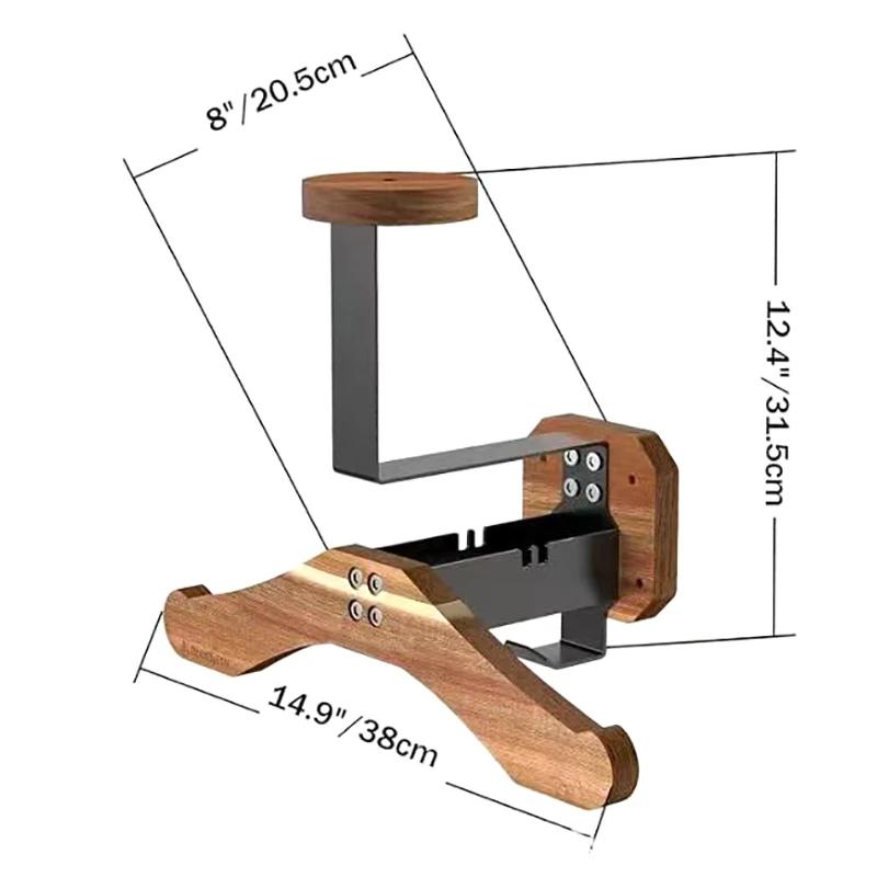 1pc Helmet Rack Wall Mount Motorcycle Helmet Holder Wooden Bicycle Display Hanger with Hooks All-in-one Helmet Key Rack