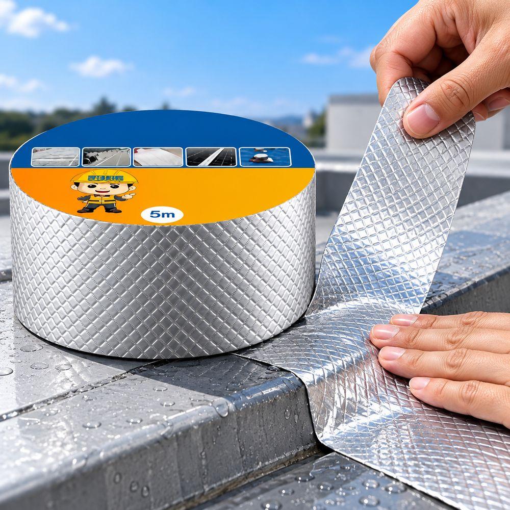 Self Adhesive Waterproof Sealing Tape Silver Aluminum Foil Tape Multi Use Leak Proof Tape Pipe