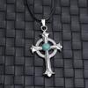 Turquoise European-Style Cross Pendant Necklace - Trendy Punk Fashion Sweater Chain Ornament
