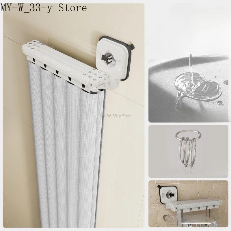 

Складна водонепроникна шторка для душу з присосками Без свердління для перегородки у ванній кімнаті Розділення сухої та вологої зони Шторка з ЕВА 80x200cm