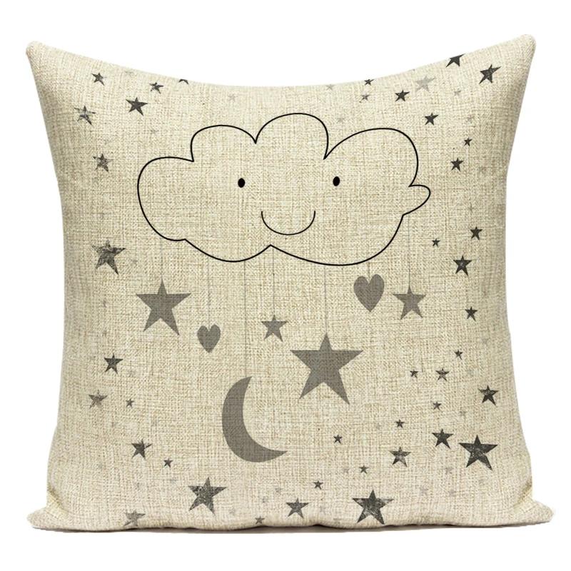 Black White Letter Cushion Cover Polyester Animal Bear Deer Stripes Pillow Case Sofa Bedroom Chair Home Decor Pillow Cover