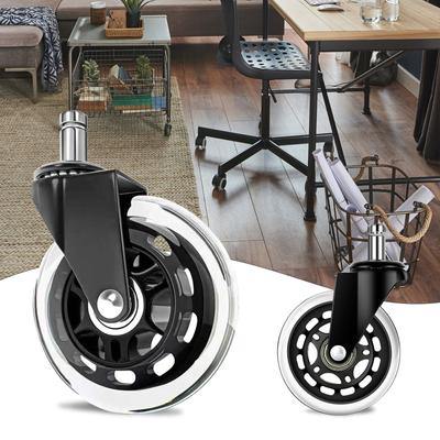 Kolesá na kancelársku stoličku Náhradné PU Tiché Klzné Kolieska 5 KS 3 PALCE Priemer Široké Univerzálne Pasujúce na