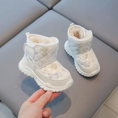 Winter Children's Snow Boots, Boys and Girls Outdoor Waterproof Warm and Non-slip Children's Cotton Shoes