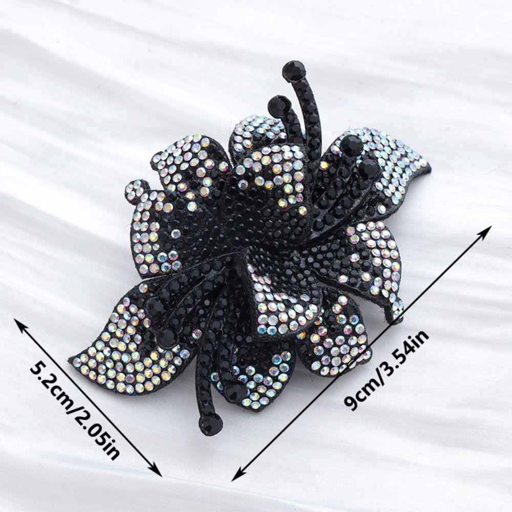 Patch di Tessuto con Strass Raffinato Scintillante Multicolore Patch di Tessuto 3D Applicazione Floreale a Doppio Strato Fiori per Scarpe