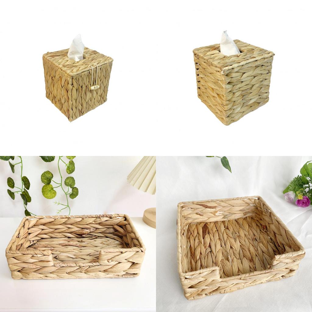 Rattan Tissue Box Holder With Lid For Living Room And Bathroom Decor