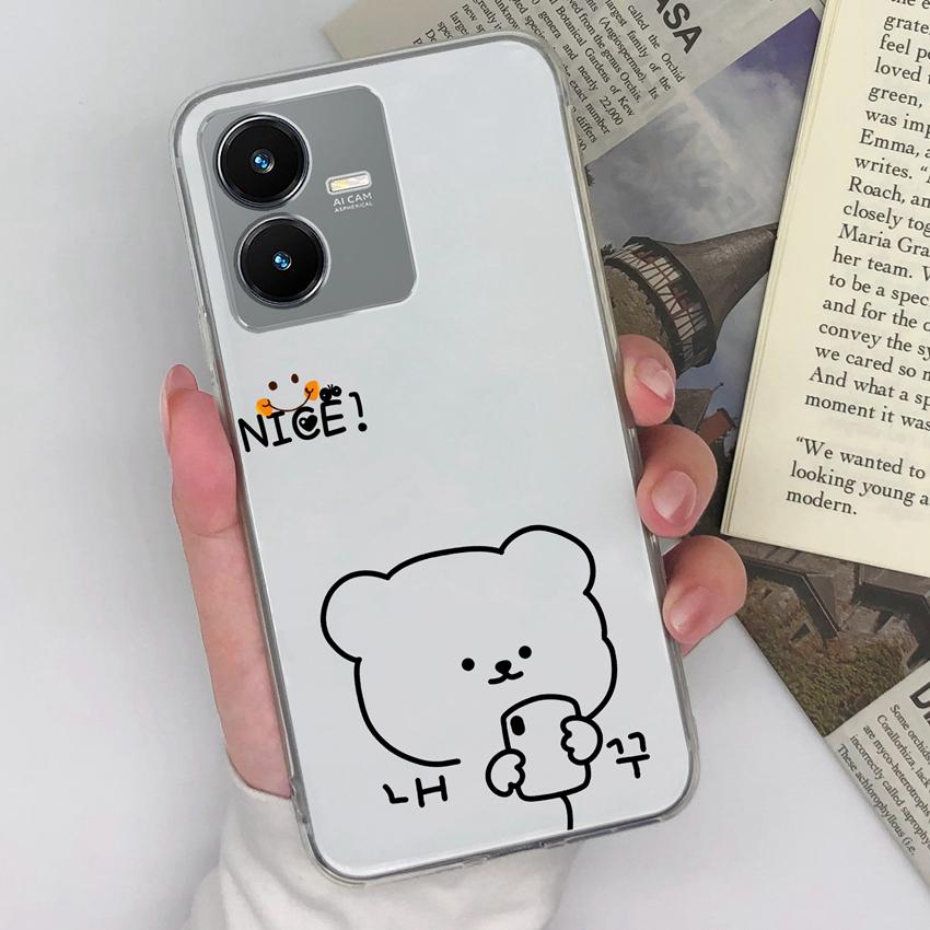 Coque de téléphone transparente pour Vivo Y36 Y22S Y33 Y35 Y37 Y27 Motif caneton mignon Silicone souple Haute qualité Résistante aux rayures Coque de protection pour Vivo Coques