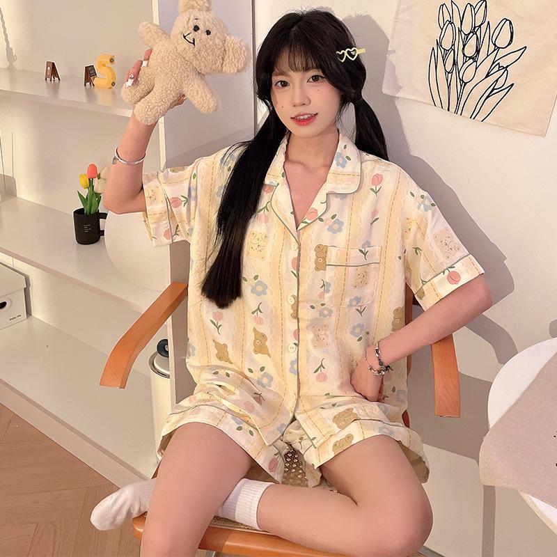 Jiikawa Wusachi Pajamas Women's Spring Summer Cotton Short Sleeve Student Loose Large Size Summer Small Hachi Loungewear