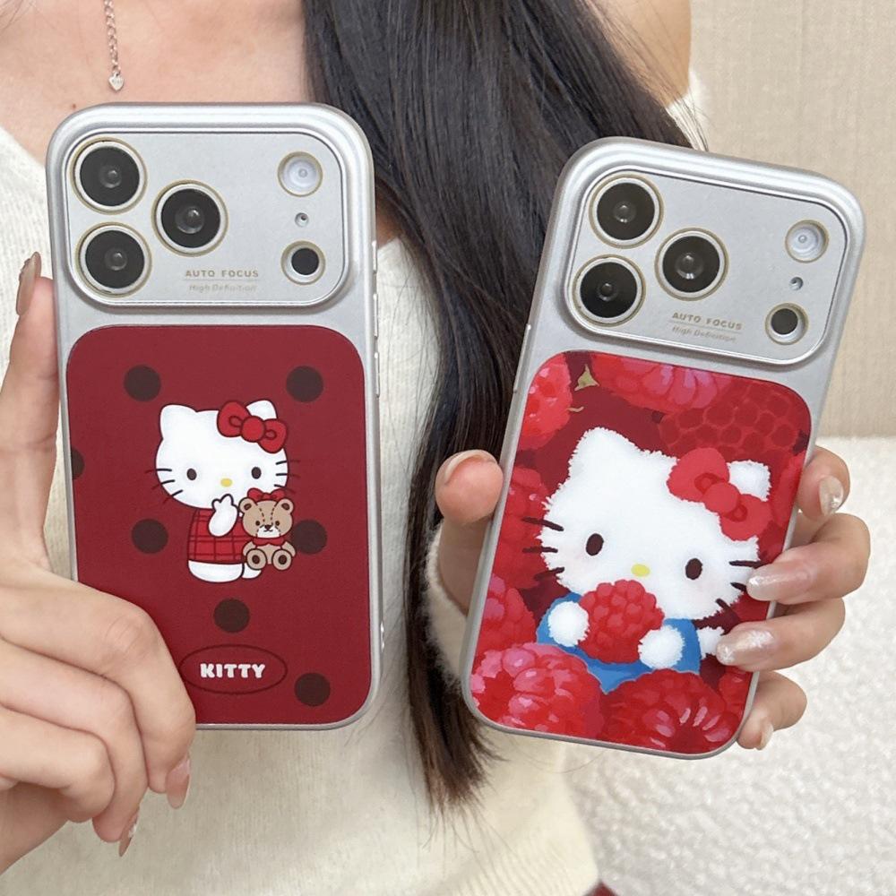 Polka Dot Red Cartoon Cat Case for iPhone 15 Pro/Max-Compatible