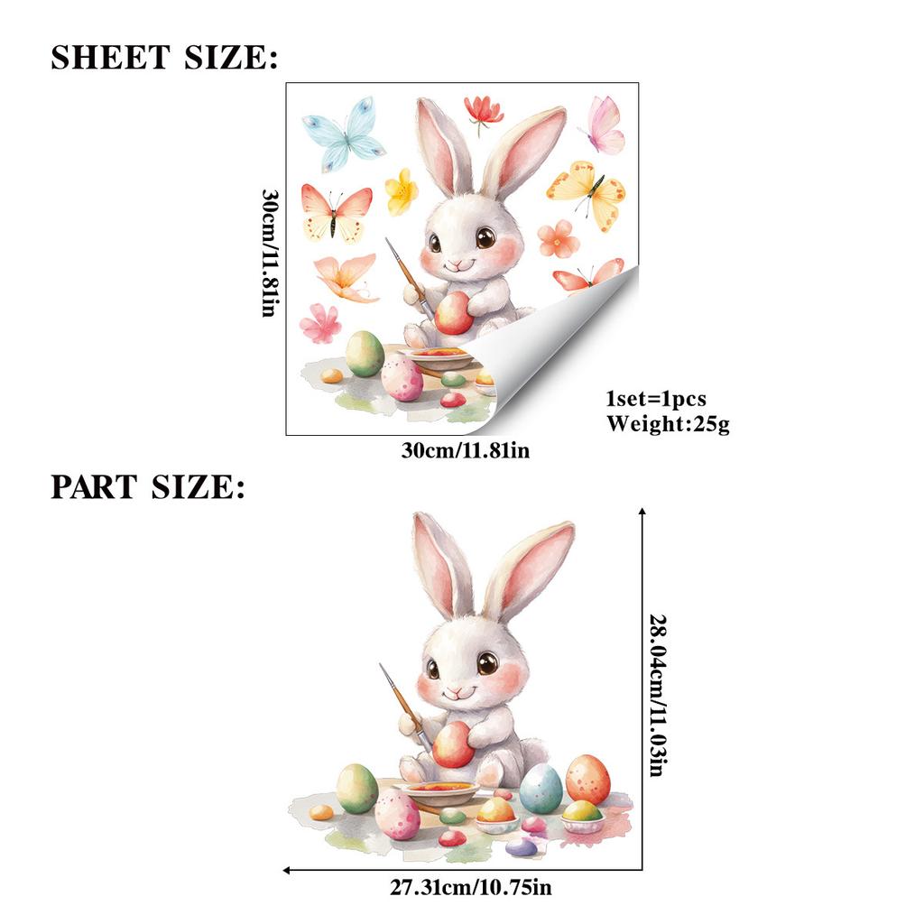 Påskfönster Statiska Klistermärken Kanin och Ägg Design Hemdörr Glasdekoration 2026