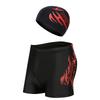Men's Quick-Dry Square Leg Swim Trunks & Cap Set, Plus Size, Loose Fit, Anti-Embarrassment Polyester.