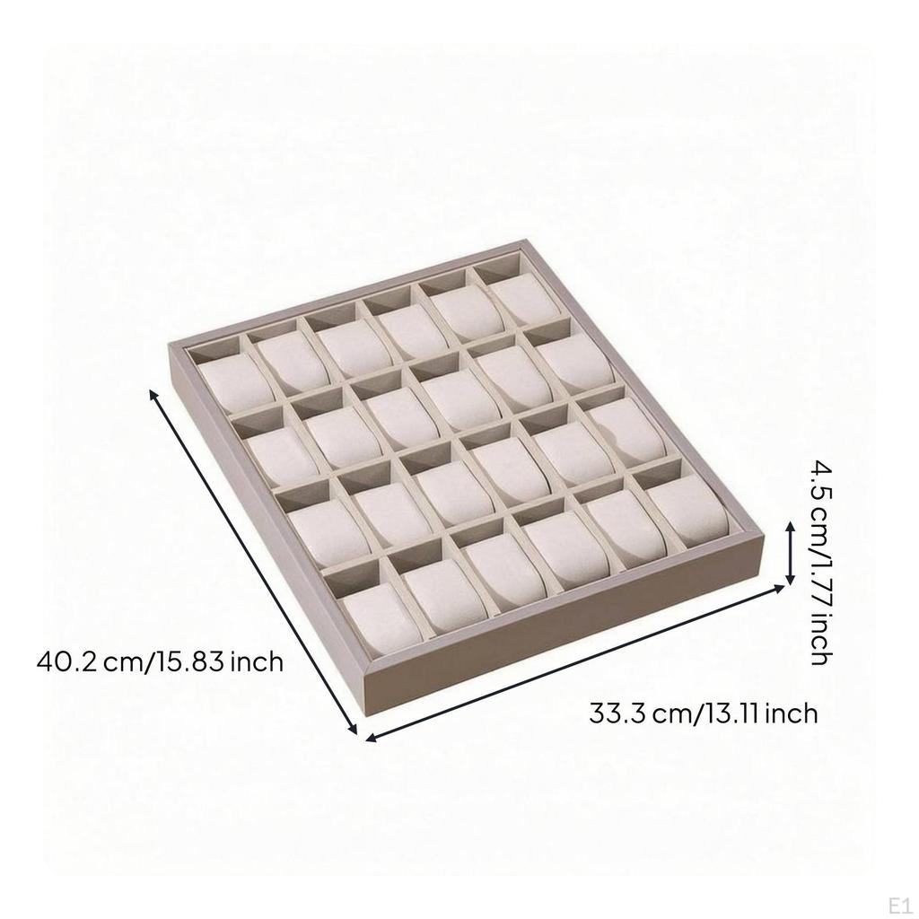 Watch Display Tray White Cushioned Inserts Organizer Gray Frame for Countertop, Tabletop