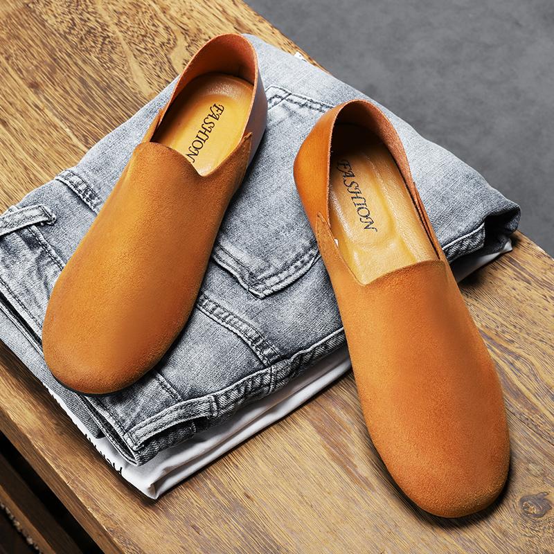 Golden Sapling Man Loafers Summer Leather Flats Men's Casual Shoes Leisure Party Shoe Slip-on Driving Flat Retro Moccasins Male