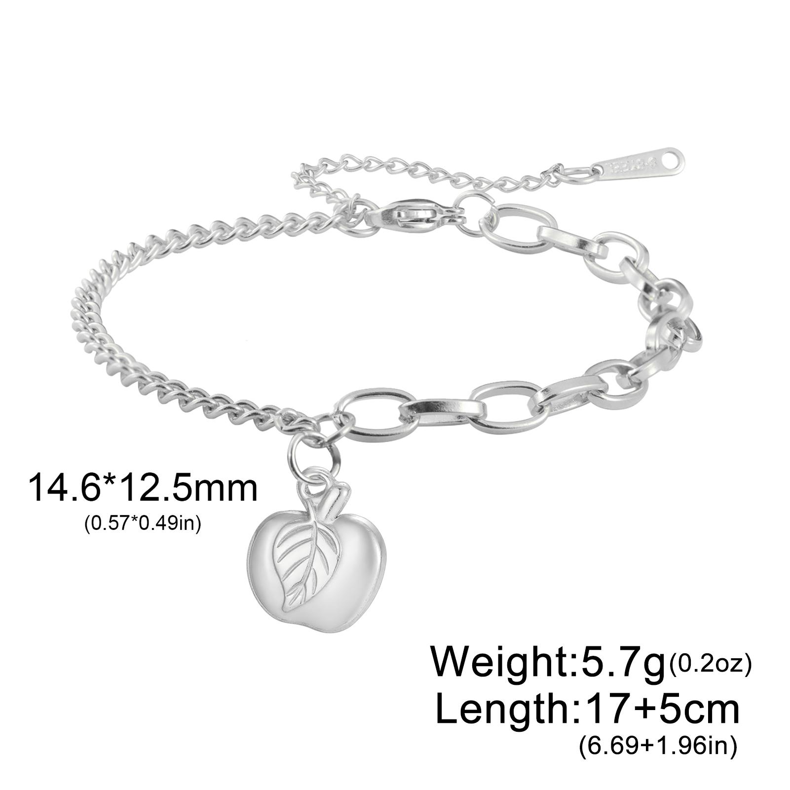 

Teamer Stainless Steel Lucky Cute Apple Charm Bracelet for Women Girls Paper Clip Chain Bracelet Daily Office Jewelry 17-22cm