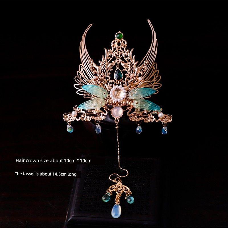 

Moutai Bun Самый простой для выступления Парик Аксессуары для одежды ханьцев Династия Тан Дуньхуан Аксессуары для волос Туинга Девственная корона Апертурное кольцо Feather Crown (M276)