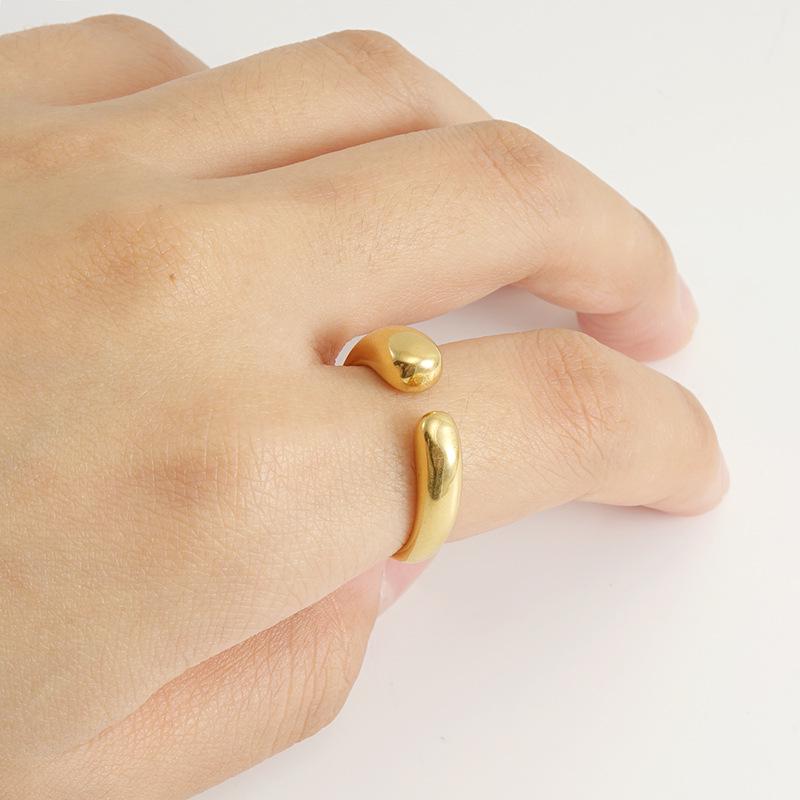 18k Gold European and American Fashion Open Ring - Versatile Stainless Steel Titanium Design for Women