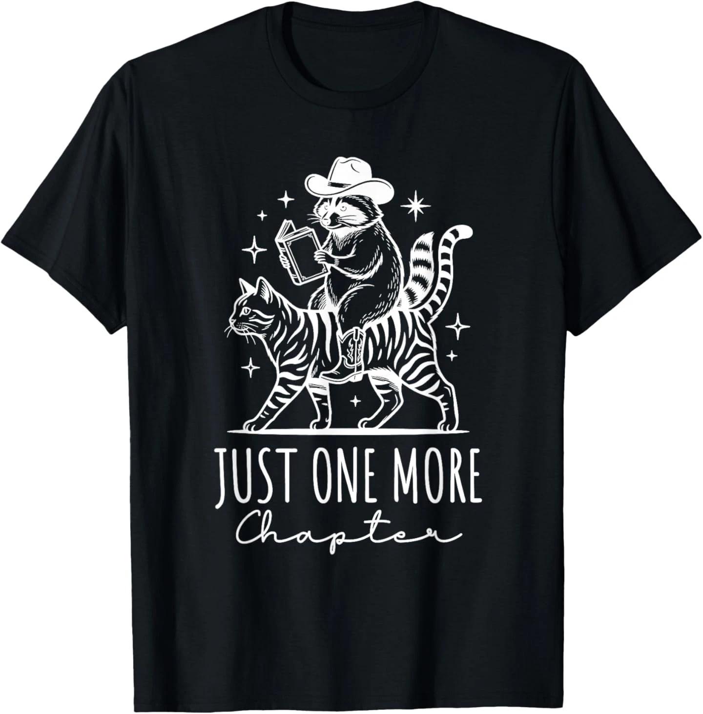 Just One More Chapter Funny Cat Book T-Shirt 3XL