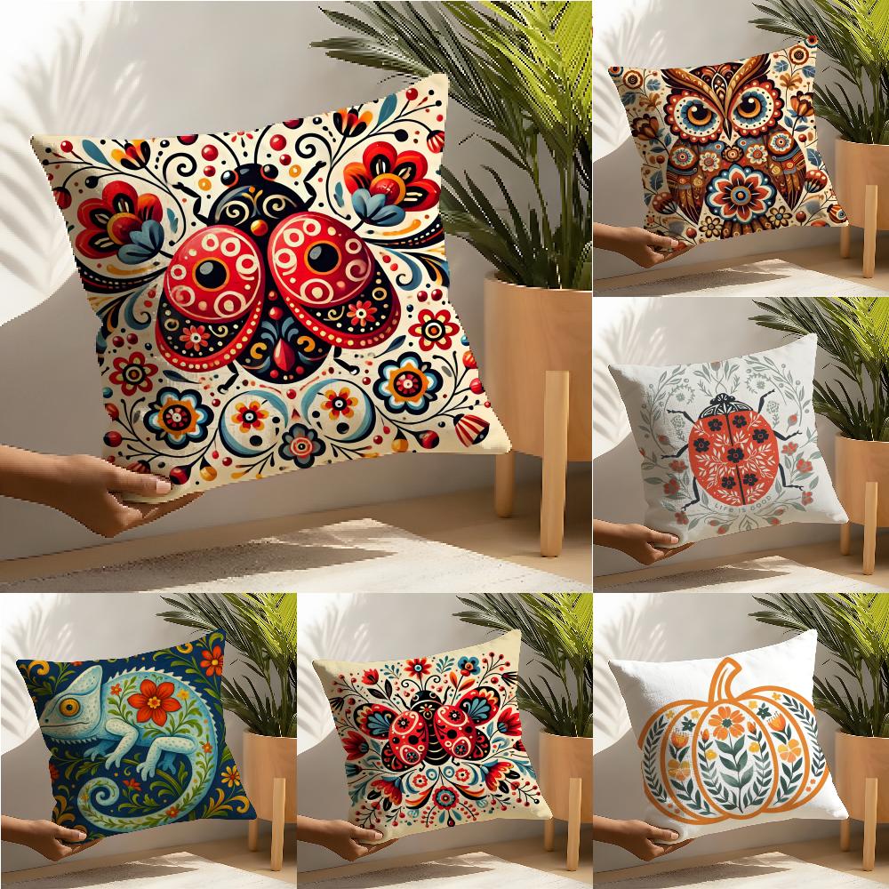Natural Floral Colors Animal Prints Pillow Case Cotton Linen Fabric Square Zipper Pillowcase Home Decorative Living Room