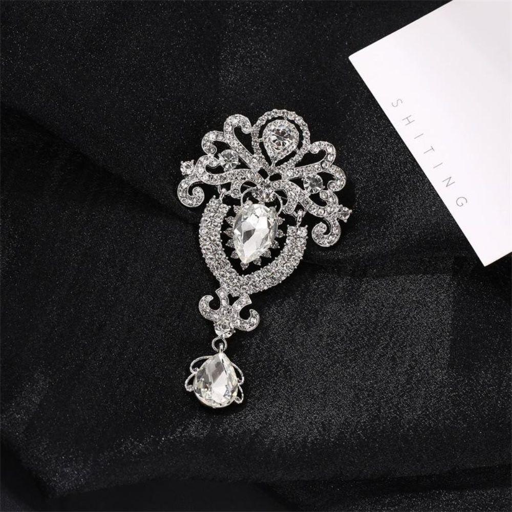 Teardrop Shape Crystal Brooch Luxury Crystal Brooch Pins  Dress Suit Accessories