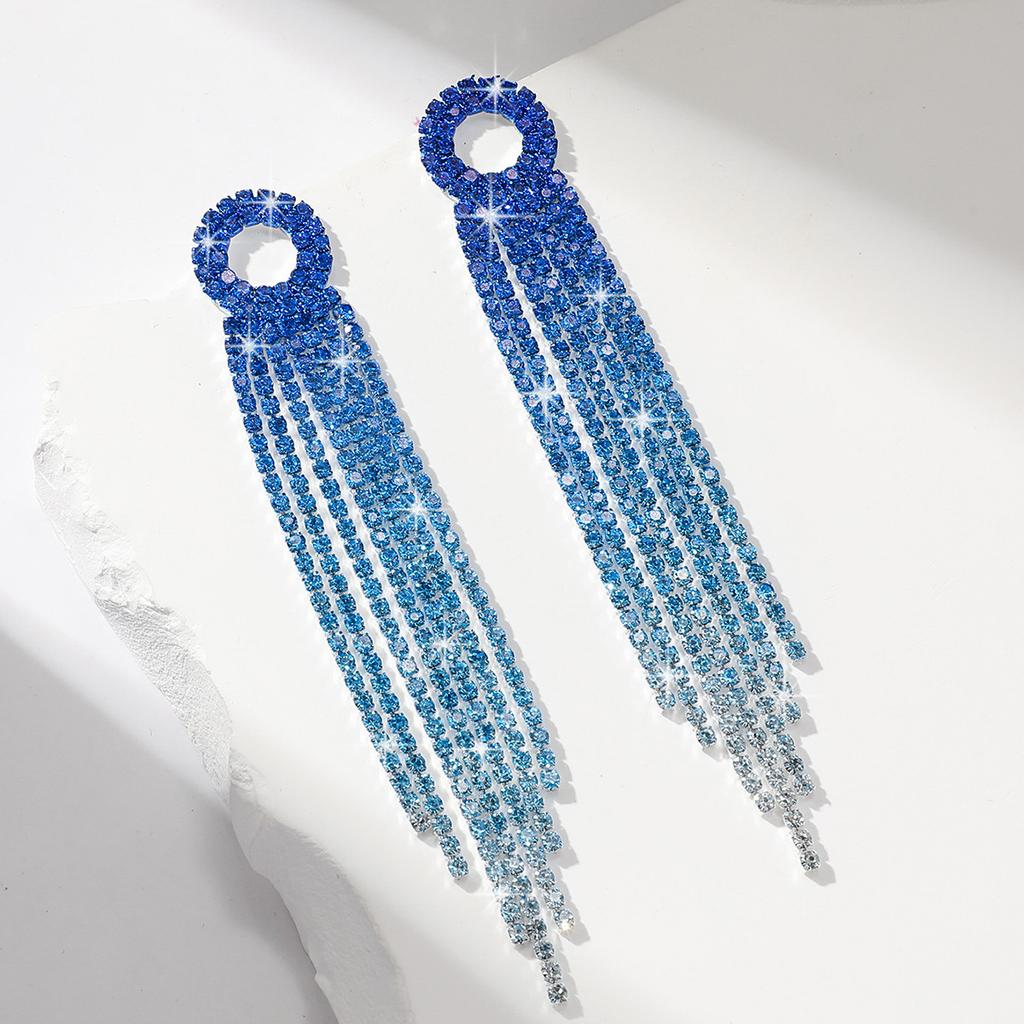 Rhinestone Alloy Geometric Long Fringed Earrings Street Shot Bridal Wedding Dinner Atmospheric Earrings Jewelry