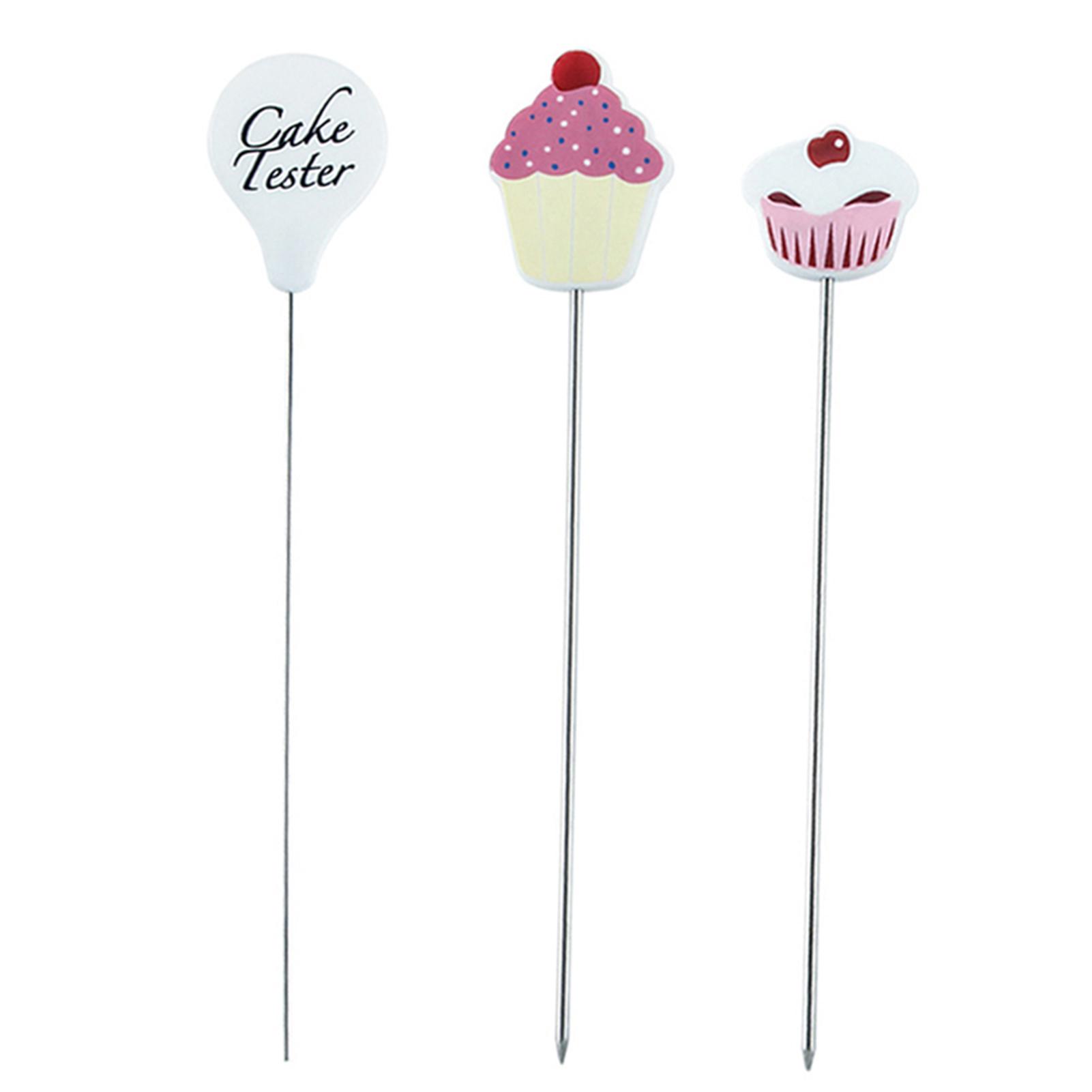 

3 шт. Тестер для торта из нержавеющей стали с мультяшным декором, многоразовая игла для шампура, инструменты для выпечки для домашней кухни 6,5–7,7 дюймов White1 A1 B1