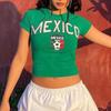 VAYLA Sommer Mode Neu Fußball Sport Stil Rundhals Damen T-Shirt Nationalflagge Buchstaben Stickerei Muster Kurz Schlank.