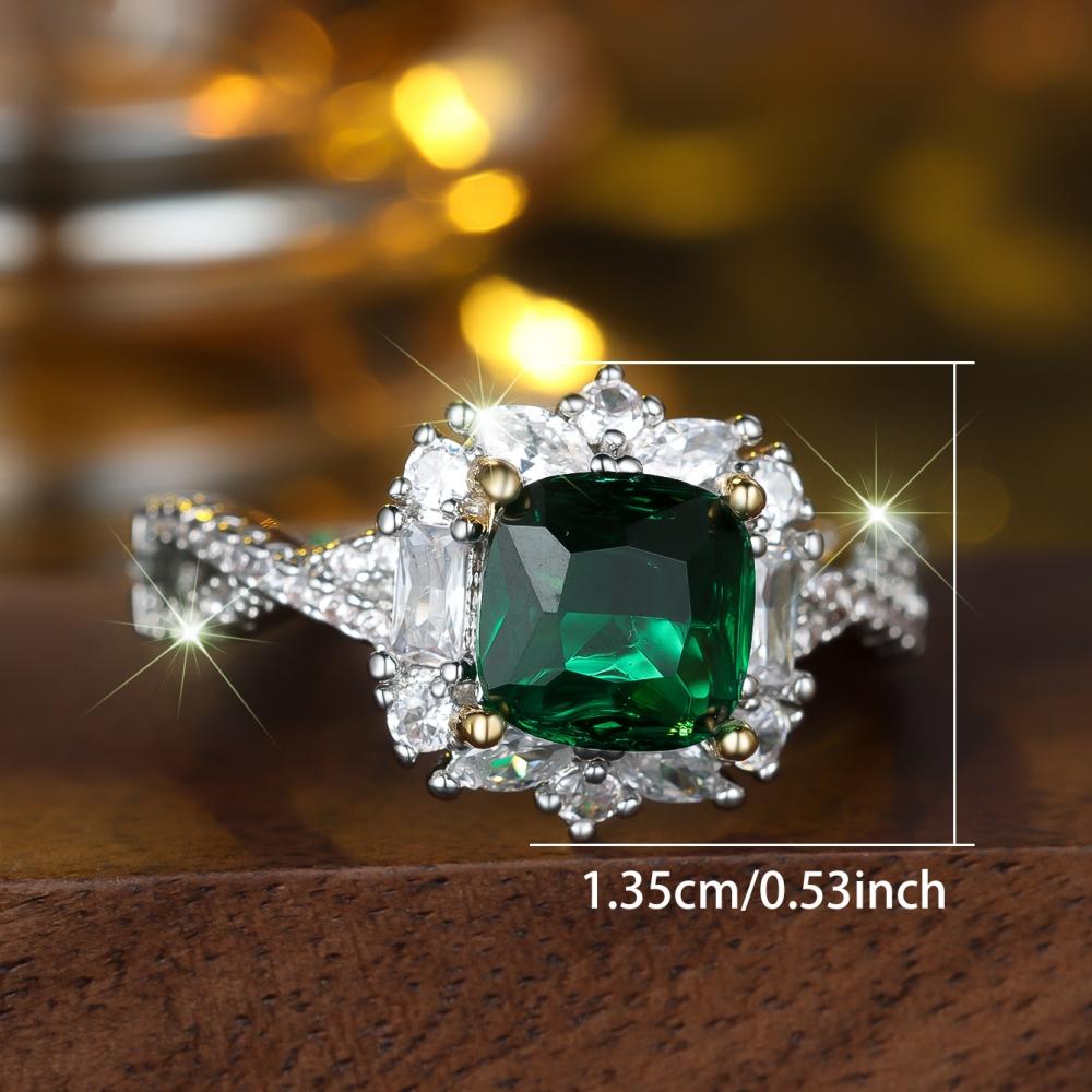 

Модное роскошное кольцо с зеленым цирконом для женщин, для помолвки, свадьбы, юбилея, вечеринки, ювелирное изделие 7 зелёный