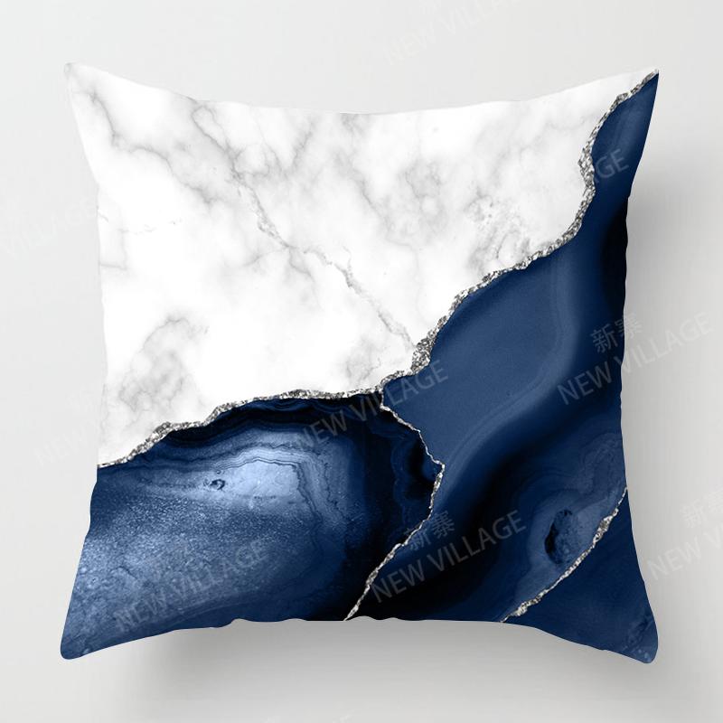 Personality Blue Cushion Cover Geometric Abstract Pillowcase Home Decoration Living Room Sofa Cushion Pillowcase