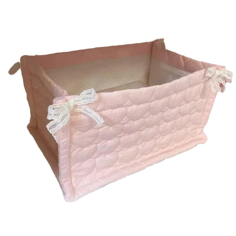 

M-Modern-1PC Square Fabric Storage Basket Cute Fabric Storage BOX Fabric Home Decoration Pink