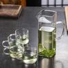 Thickened glass fair cup green tea brewer teapot heat-resistant square crescent moon filter tea leak integrated tea separator