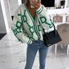 Winter  New Loose Knitted Women Cardigan Casual V-neck Drop-shoulder Sleeve Sweater Spring Print Female Chic Crochet Outerwear