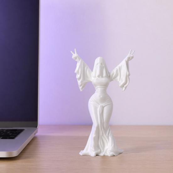 3D Printed Ghost Woman Sculpture Spirit Statue for Modern Home Decor Minimalist Spooky