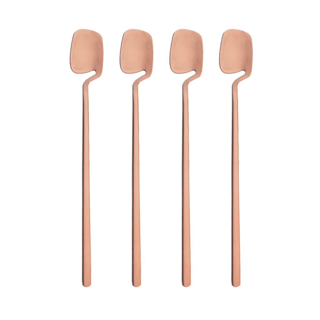 4 stk Gull Kaffe Te røreskje Langt skaft iskrem dessertskje Miljøvennlig 304 rustfritt stål servise Kjøkken