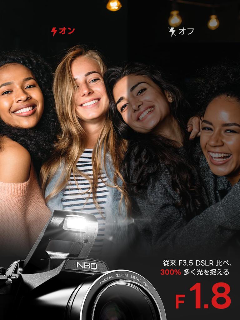 NBD 5K 64MP Digital Camera and App 16x Zoom Digital Camera with Autofocus and Image Stabilization Screen Webcam Function 32GB microSD Card Two