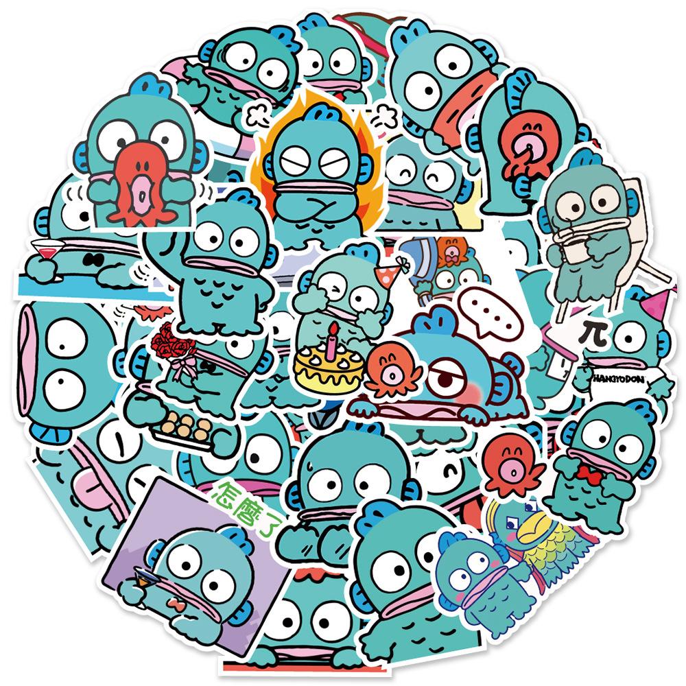 50 Cute Cartoon Water Monster Half Mermaid Laptop Suitcase Skateboard Graffiti Decoration Stickers