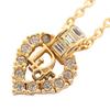 Used Dior Logo Heart Necklace Gold Plated Rhinestone Gold Clear Used