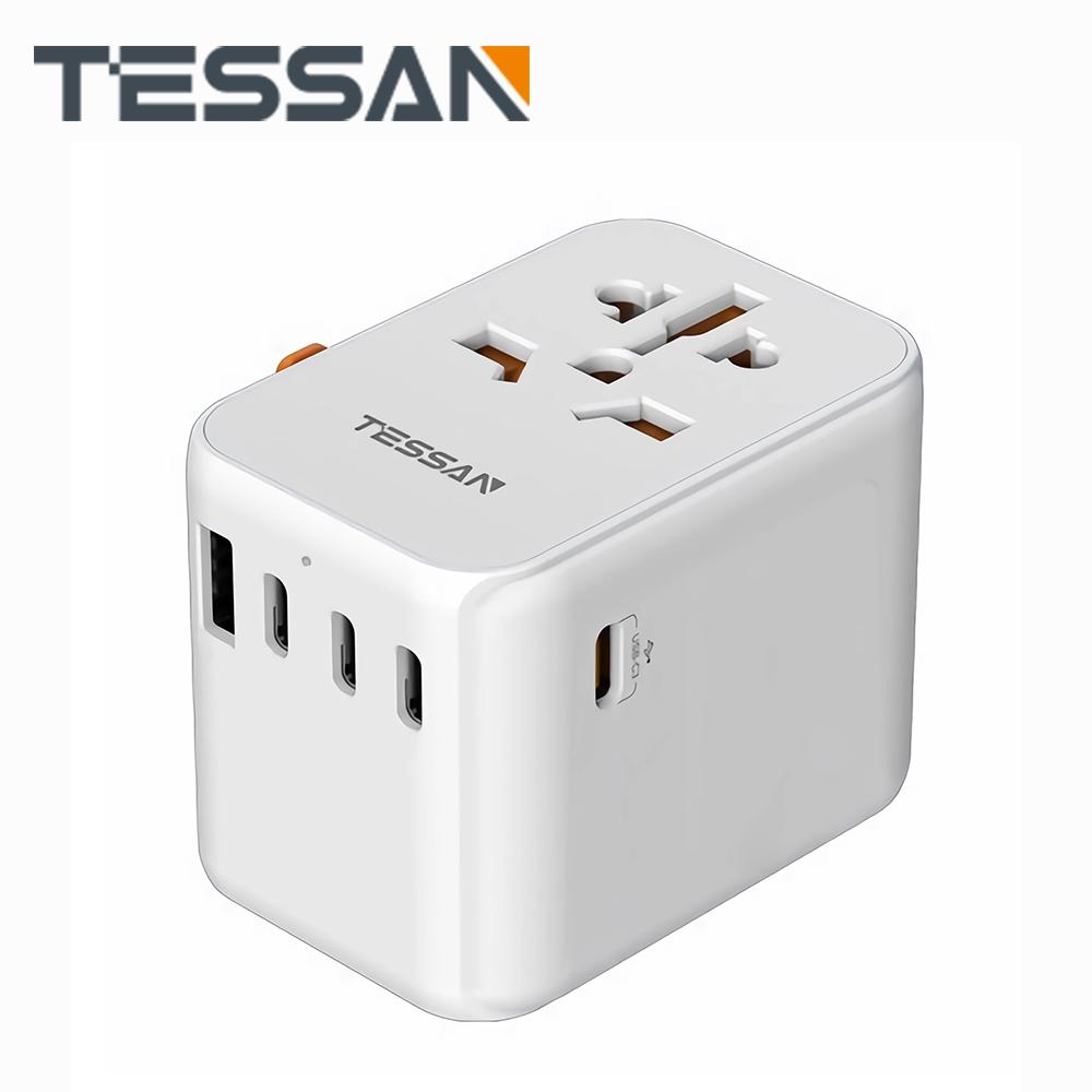 

TESSAN 65W PD Быстрая зарядка Универсальный адаптер для путешествий 6-в-1 Адаптер питания ЕС / Великобритания / США / Австралия для путешествий