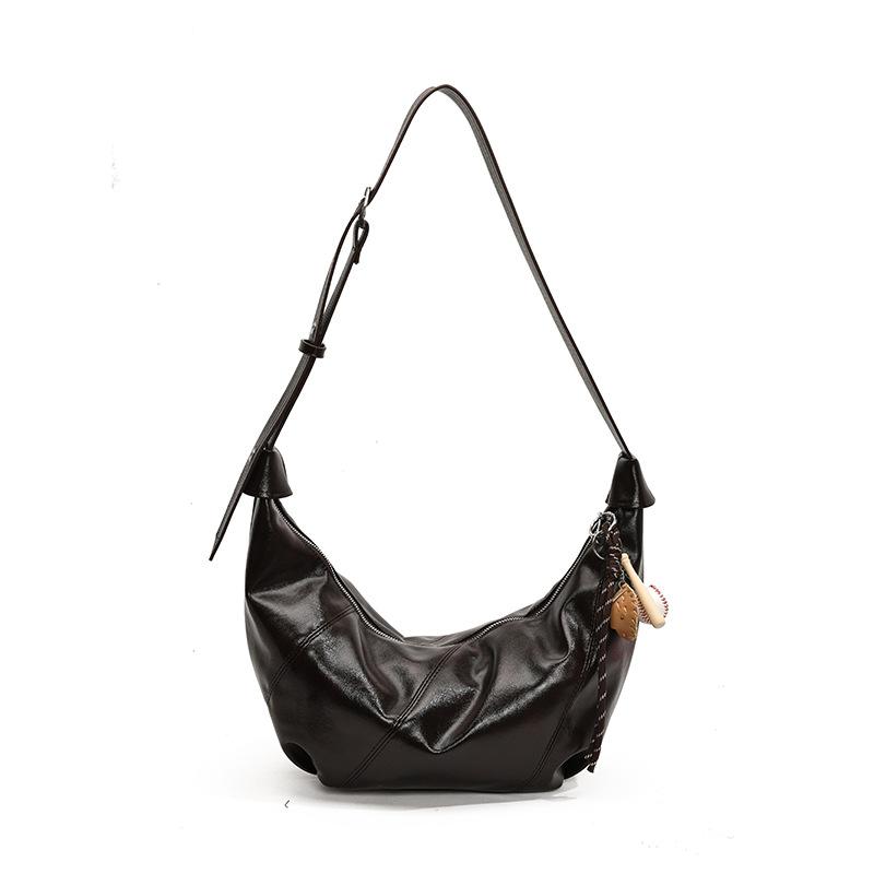 Fashion Splicing Single Shoulder Armpit Bag Women's Bag Autumn and Winter New High-end Retro Versatile Diagonal Span Bag Dumpling Bag