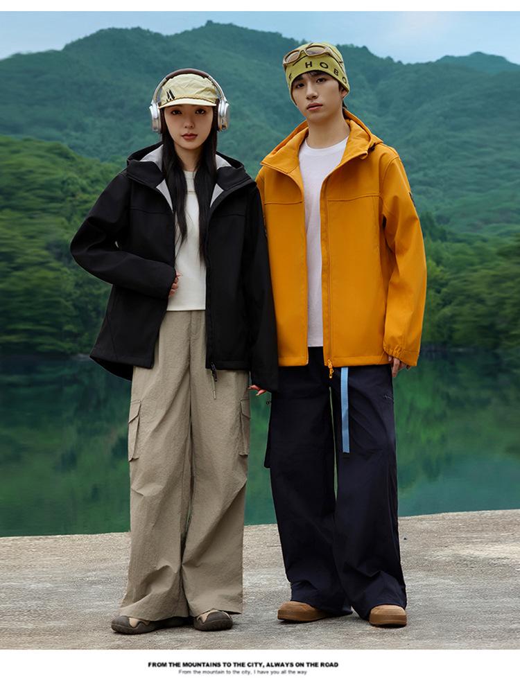 Unisex Windproof Water-Repellent Softshell Jacket: Spring/Autumn Lightweight Outerwear with Custom Logo
