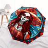 Day of the Dead Sugar Skull Stained  DecorUmbrella, Portable 3-Fold Compact Umbrella,Christmas Gift ES664