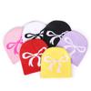 Acrylic Knitted Hat With Bow Detail For Autumn Casual And Outdoor Use