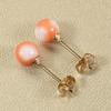 Pink Coral and Garnet Coral Earrings, Round Beads, Gold-filled, Undyed