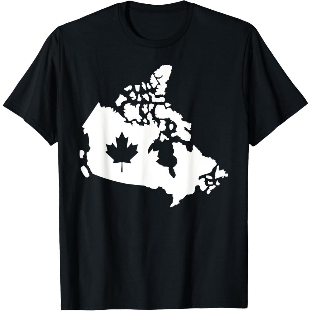 Canada map with maple leaf Cotton Men T Shirt