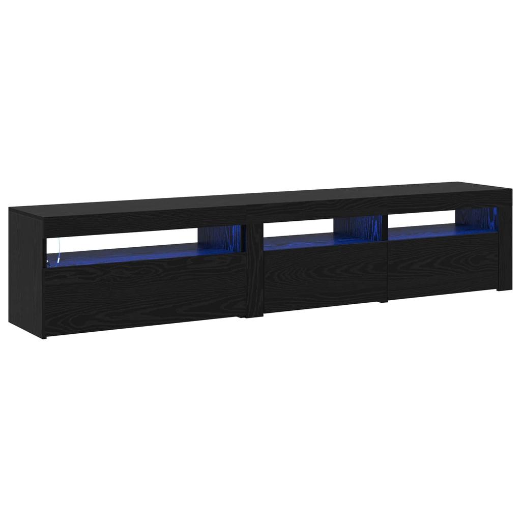TV Cabinet Set of 2 Black Oak Effect 195 x 35 x 40 cm