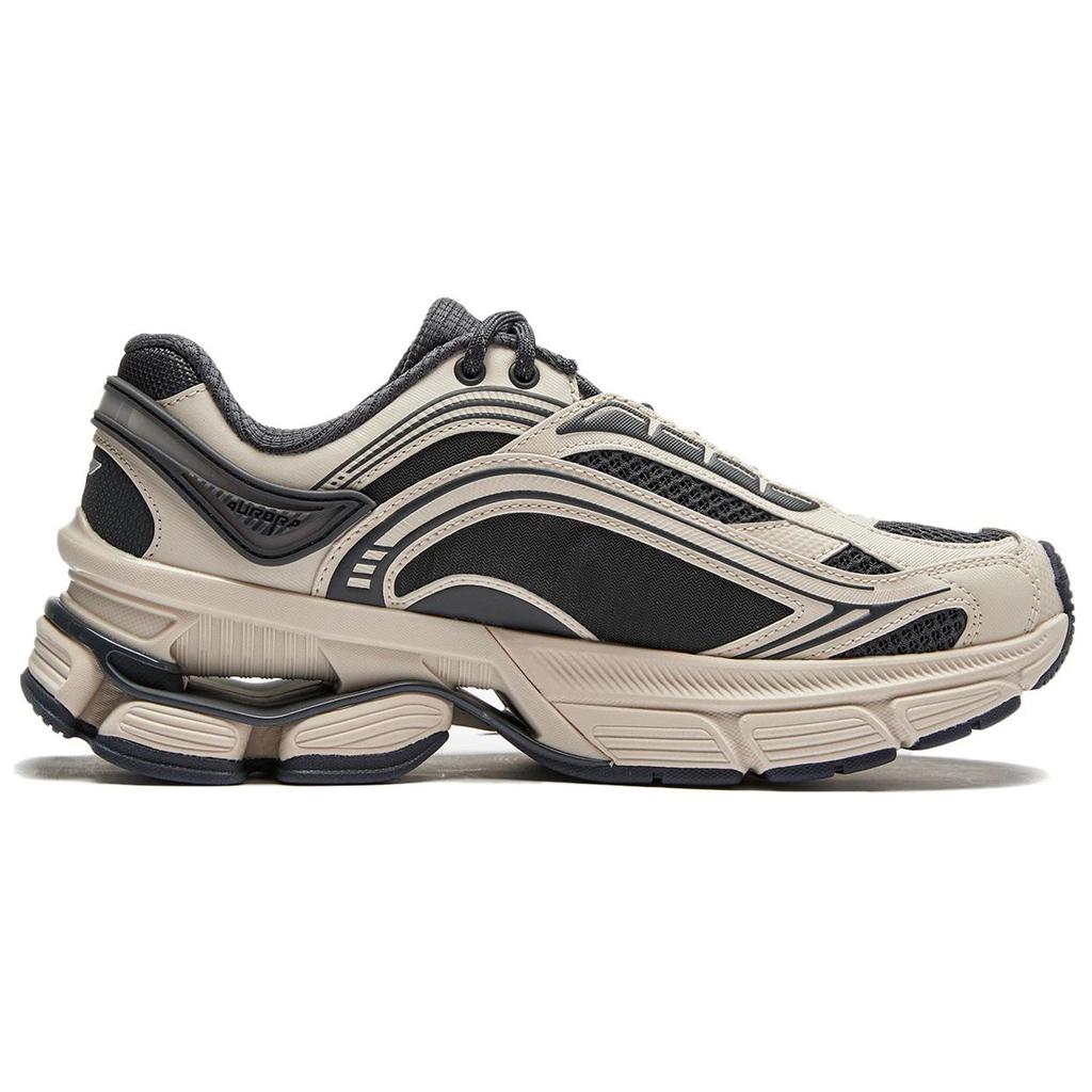 Li-Ning Aurora Renew Synthetic Leather Comfortable Breathable Non-Slip Wear-Resistant Low-Top Casual Shoes Women sneaker Beige Black AGCU044-2