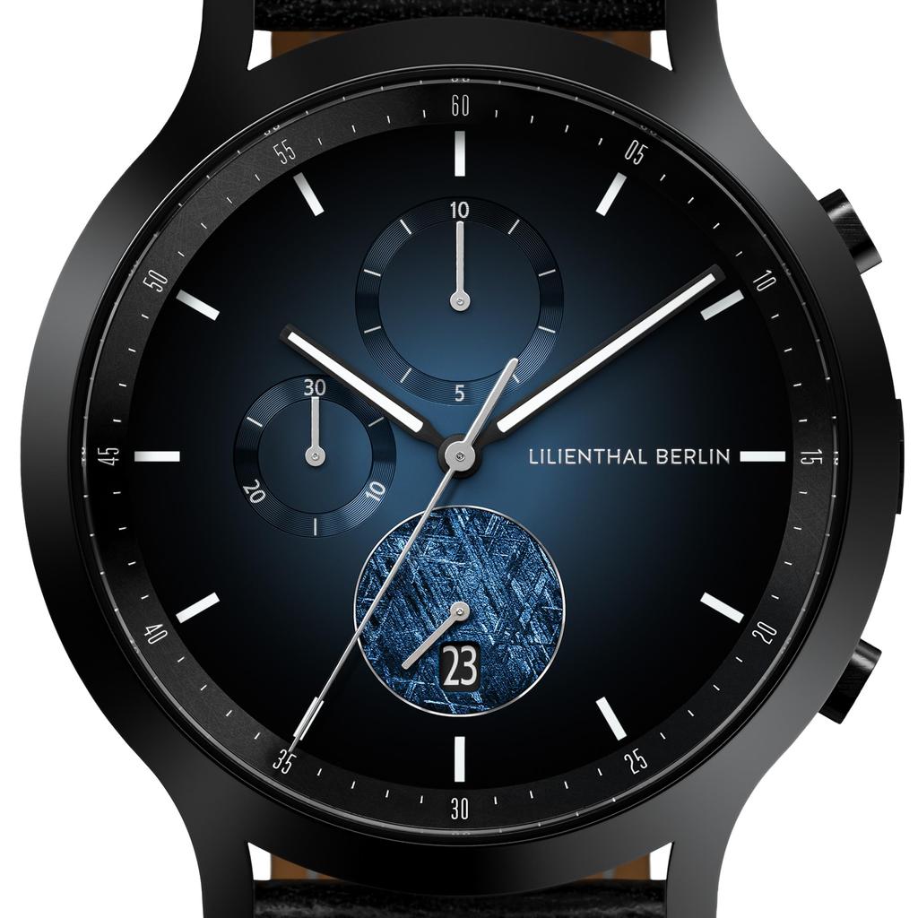 Zegarek Chronograf Data Meteorite Made in Germany Czarny [Lillianthal Berlin] C01-024-B004C Męski