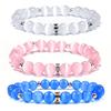 Pulseira de Cristal Olho de Gato Natural com Inlay de Cobre e Zircônia - Acessório de Moda Feminino