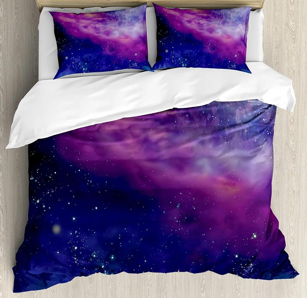 Night Bedding Collection For Bedroom Bed Home Star Filled Dark Sky Vivid Celestial Theme Cosmos Duvet Cover Quilt Cover And Pillowcase