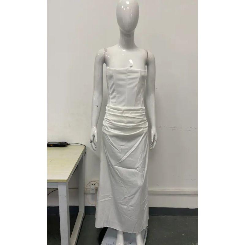 2025 European and American Spring Summer New Waist Hugging Sheath Long dress Satin Tube Top Pleat Patchwork One piece Dress Women clothing