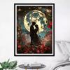 5d DIY Diamond Painting Cross Stitch Couple Silhouette Moon Scenery Diamond Embroidery Mosaic Full Round Drill Home Decor